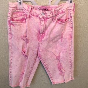 Pink Denim Shorts High Rise